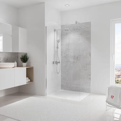 Schulte achterwand - hoogglans steengrijs - 100x210 - zelf inkortbaar - wanddecoratie - muurdecoratie - badkamer wandpanelen - muurbekleding