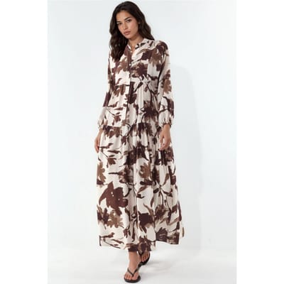 Florale Maxi-jurk met Mandarinekraag
