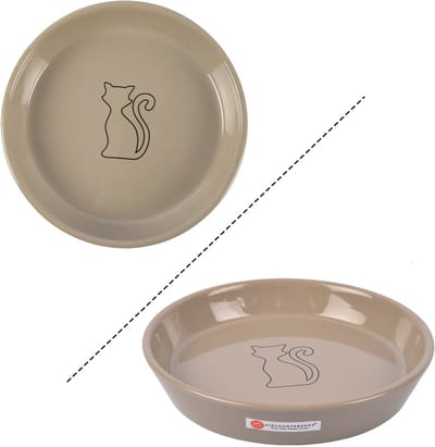 Kattenvoerbak voerbak keramische ronde drinkbak voor katten | 500ml voerbak en waterbak in keramiek | Vaatwasserbestendig | 20x20x3.5cm | De Ultieme Keramische Voerbak voor Gelukkige Katten