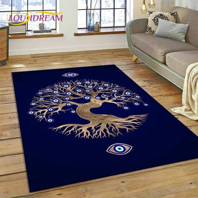 Boze Oog Turkije Blauw Nazar Oog van Horus Vloerkleed Tapijt voor Woonkamer Slaapkamer Decor, Vloermat Antislip Decoratie voor Bank Deurmat 40x60cm( 15x23in )