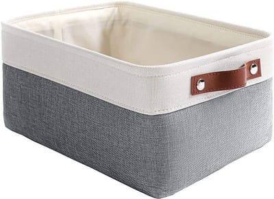 Kleine Opbergmand van Stof, Organizer Box voor Thuis, Slaapkamer, Kantoor en Kleding, Grijs