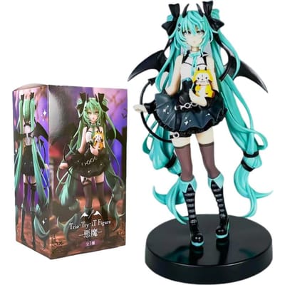 Duurzame Kleine Duivel Hatsune Miku 19cm Kleine Wasbeer Hatsune Miku anime Donkere Engel Chuyin Handmatig Bedienbaar PVC Model Animatie Accessoires