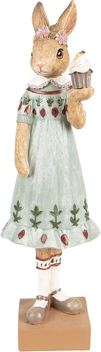 Clayre & Eef Beeld Konijn 28 cm Bruin Groen Polyresin