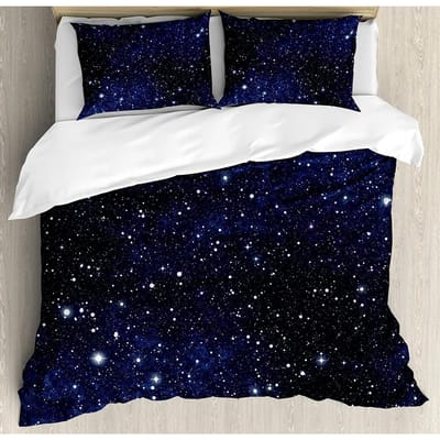 Ensemble de Literie Étoiles Ciel Nocturne Filles Garçons Housse de Couette Ensemble Bleu Foncé Textiles de Maison Galaxie Linge de Lit Hommes Femmes Housse de Couette Douce AU Single(140x210cm)