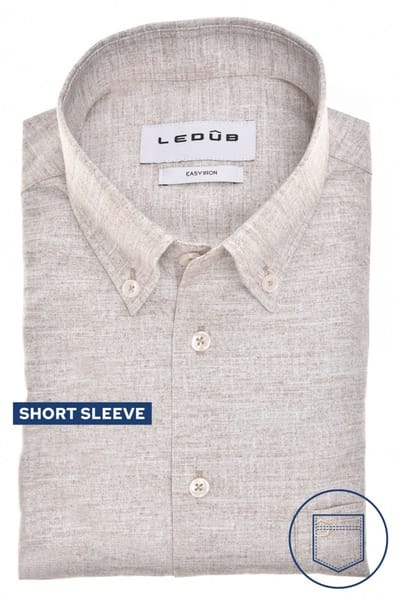 Ledûb Overhemd Short Sleeve Button-Down Easy Care Cotton Zand / male