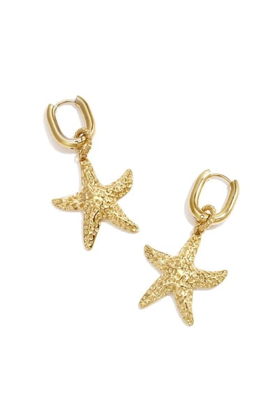 Zeester earrings - oorbellen - sieraden - RVS - roestvrij staal - jewelry - sieraad - oorbel - zomer - goud kleurig