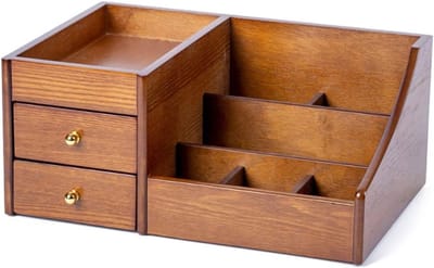 Houten Juwelendoos - Opbergdoos Lade - Sieraden Opbergen - Fluwelen Voering - 34x23x15CM - Houtkleur