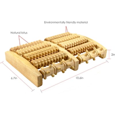 Rouleau de Pied en Bois à 5 Rangées Massage Soin du Bois Réflexologie Relaxation Soulagement Massage Spa Cadeau Masseur de Pieds Anti Cellulite beige