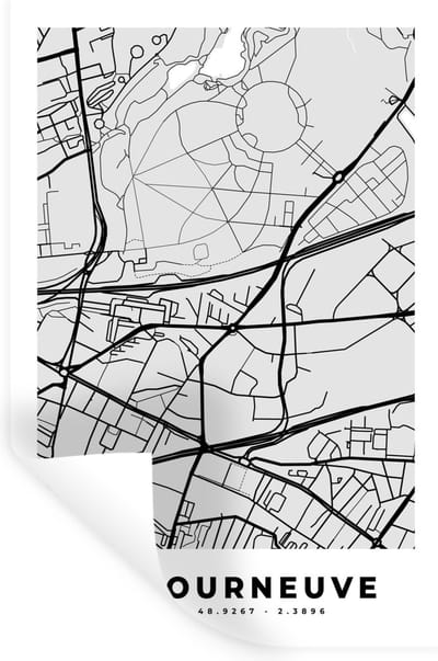 Muurstickers - Sticker Folie - La courneuve – Plattegrond – Frankrijk – Kaart – Stadskaart - 20x30 cm - Plakfolie - Muurstickers Kinderkamer - Zelfklevend Behang - Zelfklevend behangpapier - Stickerfolie