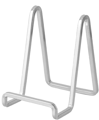 Dailygoods- Plaathouder - Display Standaard - 4,5 Inch - Metalen Plaatstandaard - Tafelstandaard - Zilveren IJzeren Schildersezel - Hoogwaardige Kwaliteit - Displaystandaard
