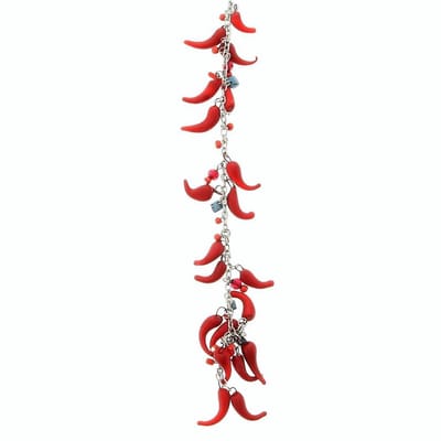 Behave - Ketting met rode en turquoise hangers - 40 cm (verlengketting 5,5 cm)