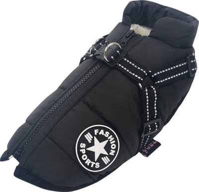 Dogs&Co Warme Hondenjas zwart - Maat S - 1-2KG - Ruglengte 20cm - Borstomvang 20cm - Nylon