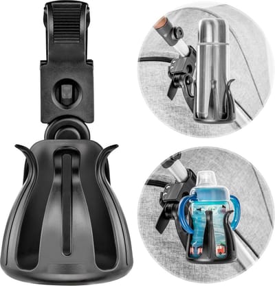 Reer Clip&Go Bekerhouder - Zwart- fleshouder- geschikt voor de meeste kind en buggy's, ook voor b.v. fietsen