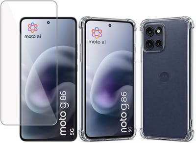 TechNow Hoesje + Screenprotector geschikt voor Motorola Moto G86 Hoesje Screenprotector - Tempered Glass - Extreme Shock Case Transparant