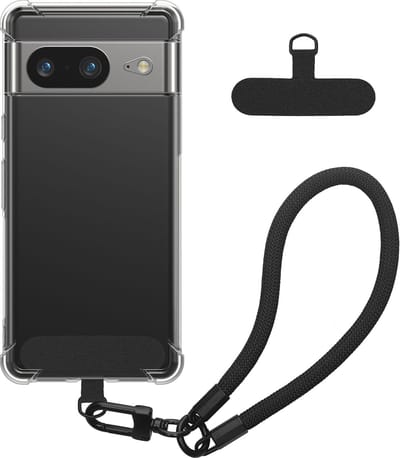 kwmobile telefoon hoesje transparant geschikt voorGoogle Pixel 8 hoes - Case voor smartphones met polsbandje - TPU smartphone cover in transparant / zwart