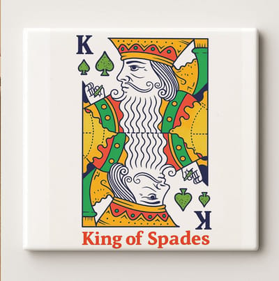 Koning van Schoppen Speelkaart Tegel – Klassieke Casino Kunst Wanddecoratie – Keramische Tegel 15 × 15 cm
