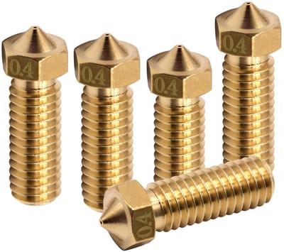 Dailygoods- Spuitmonden 0,4 mm - 5 Stuks - Messing Sproeiers - Hoogwaardige Warmtegeleiding - Geschikt voor 3D-printer - Gladde Binnenkant - 3D-printer Nozzles