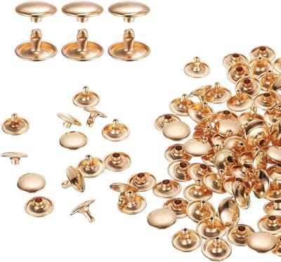 Dubbele Kop Klinknagels - Metaalschroeven - Leer Bewerken - Roestbestendig Staal - 12 x 8 mm - Licht Goud