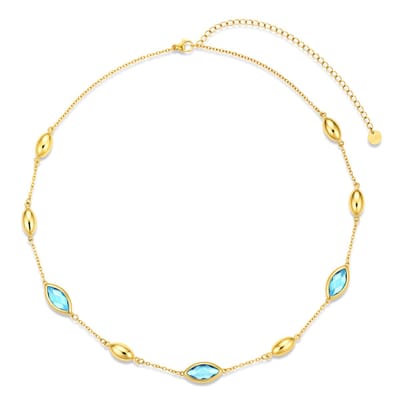 CO88 Collection - 8CN-26507 - Dames Ketting Groen Glasstenen - Stainless Steel - Cadeau