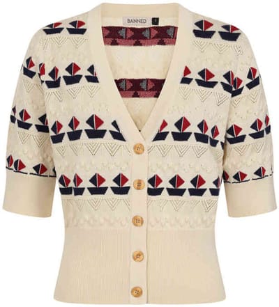 Banned - Kitty Sail Cardigan - S - Wit