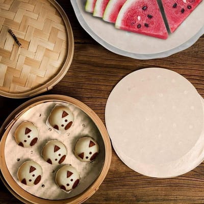 Ronde, hittebestendige stoompapier voor airfryer - 250 stuks, niet-klevend, ideaal voor dim sum en stomen