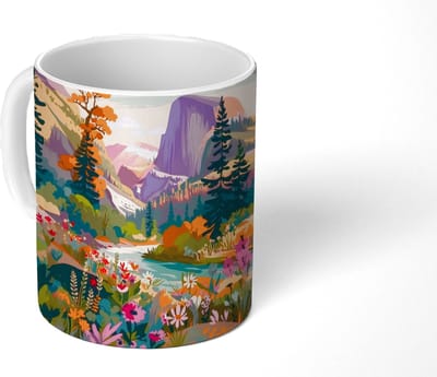Mok - Koffiemok - Rivier - Vallei vol bloemen - Levendig - Mokken - 350 ML - Beker - Koffiemokken - Theemok