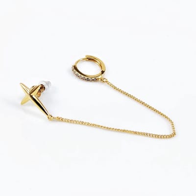 Dottilove Kruis Oorbel en Hoepel Oorbel met Ketting - 14K Geelgoud Vergulde - Dames Oorbellen