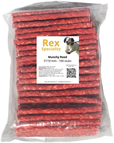 Rex Speciality Munchy Rood 5"/10 mm kauwstaven hond 100 stuks