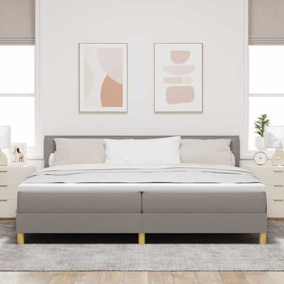 vidaXL - Boxspring - bed - met - kussen - met - hoofdeinde - Taupe - 200 - x - 200 - cm - Stof