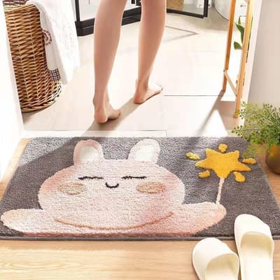 Tapis de sol en cachemire de dessin animé, tapis de sol de salle de bain, tapis de salle de bain antidérapant, tapis absorbant, tapis de porte de toilette, tapis absorbant la saleté 50 * 80Cm imitation cashmere