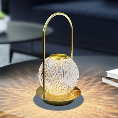 LISM-LED-bureaulamp, dimbaar, draadloze aanraakbediening, instelbare kleurtemperatuur (drie kleuren), draagbare kristallen bureaulamp, Geschikt voor binnen- en buitengebruik.