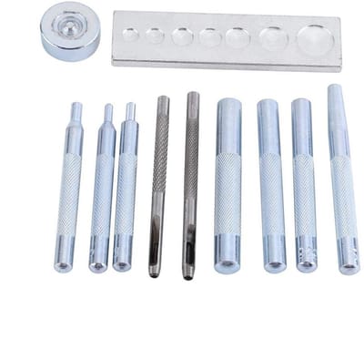 Rivets en Nagels Set voor Installatie - 11 Stuks Handgereedschap met Basis en Gatenpons voor DIY Projecten en Creatieve Klussen