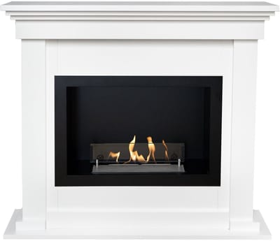 Xaralyn Bio-ethanol haard - Flex BRI-HLW - wit hout - 1,5 KW verwarming - haardombouw inclusief inbouwhaard - schouw