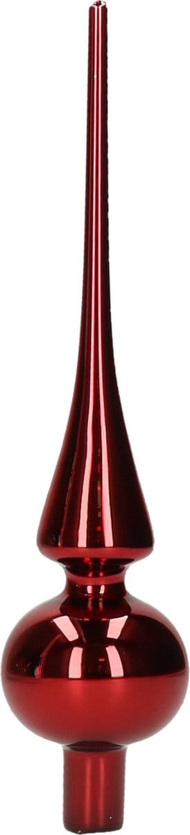 Decoris Kerstboom piek - donkerrood - 26 cm - glas - glans - kerstpiek - kerstversiering