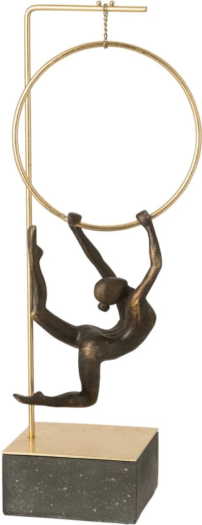 J-Line decoratie Gymnast Hoepel Alpha - polyresin - zwart/goud