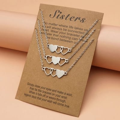 Bixorp Friends BFF Ketting voor 3 met Zilverkleurige Hartjes - Vriendschapsketting Meisjes - Best Friends Ketting Vriendschap Cadeau voor Drie