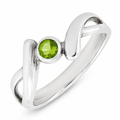 Kinderring 925 Zilver – Zilveren Ring met Groene Steentje – Open Design – Kinder Ring Meisje