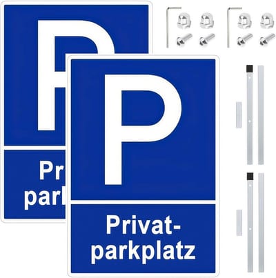 Set van 2 parkeerborden met 90 cm hoge palen, weerbestendig en goed zichtbaar, eenvoudig te monteren, ideaal voor parkeergelegenheden en verkeersveiligheid