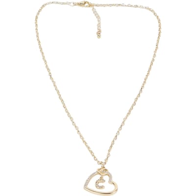 Strass Letter C Hanger Ketting Vrouwen Modieuze Koperen Hartvormige Hanger Ketting Sieraden white
