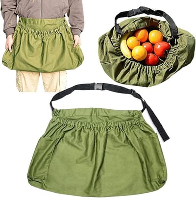 Tuinschort voor het Plukken van Fruit en Groenten met Verstelbare Band en Opbergzakken - Ideaal voor Olijven en Tuinieren, 40cm x 60cm