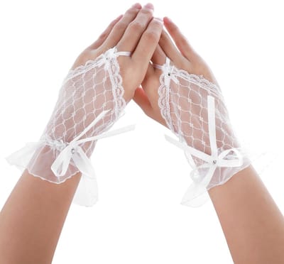 Dailygoods- Vingerloze Handschoenen Elegant - Kant/Strass - Bruids/Feest - Dames/Heren - 18 cm - Comfortabel en Aanpasbaar - Bruidshandschoenen
