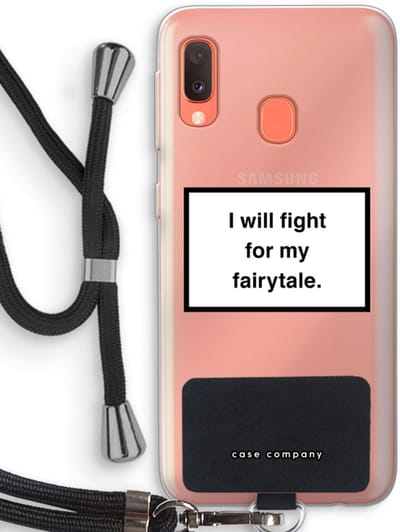 Case Company® - Hoesje met koord geschikt voor Samsung Galaxy A20e hoesje met Koord - Fight for my fairytale - Telefoonhoesje met Zwart Koord - Bescherming aan alle Kanten en Over de Schermrand