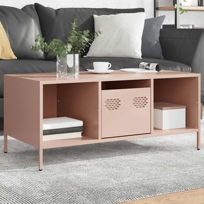 vidaXL - Salontafel - 101,5x50x43,5 - cm - koudgewalst - staal - roze