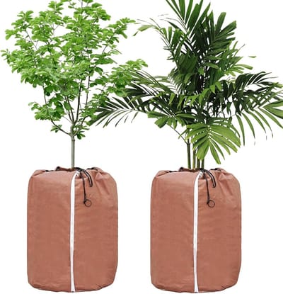 2 Stuks Thermische Potbescherming voor Planten: 50 x 45 cm, Winterbescherming voor Potplanten, Isolatiezakken voor Tuinplanten met Ritssluiting en Trekkoord
