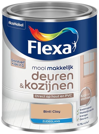 Flexa - Mooi Makkelijk Deuren & Kozijnen Zijdeglans - Binti Clay - Mengverf - 750 Ml
