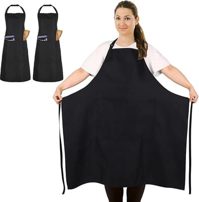2 Stuks Plus Size Schort - Unisex, Waterdicht Met 2 Zakken Voor Koken, Barbecue, Werk - Professioneel Voor Ober, Artiest, Kapper