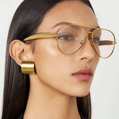 Dames Oversized Ronde Pilot Modebril Gouden Metaal Retro Vierkant Montuur voor Dagelijks Gebruik en Speciale Gelegenheden