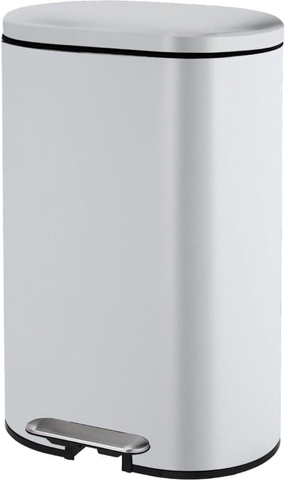 Bayt Prullenbak - Pedaalemmer 50 Liter -Prullenbak 50 Liter - Vuilnisbak 50 Liter - Prullenbak Afvalscheiding - Afvalbak- RVS - Wit