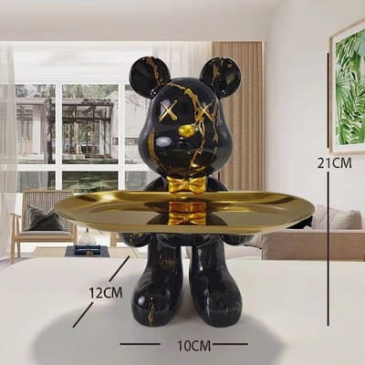 21cm Graffiti Beer Ornament Figurine Huisdecoratie Dierenbeeld Sleutels Opbergplank Moderne Kamer Sculptuur Tafeldecoratie Cadeau gray