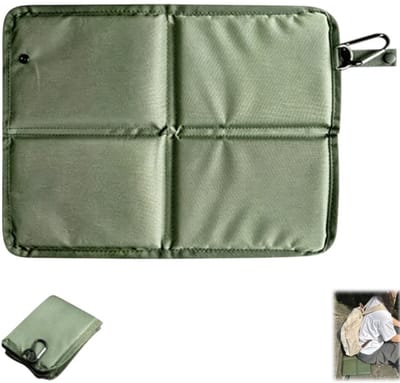 Opvouwbaar Zitkussen - Buitenzitkussen - Comfortabel Zitten - Met Karabijnhaak - 37 X 27.5 Cm - Waterdicht Zitkussen - Campingkussen - Picknickkussen - Geschikt Voor Wandelen, Kamperen, Picknicken En Festivals - Groen